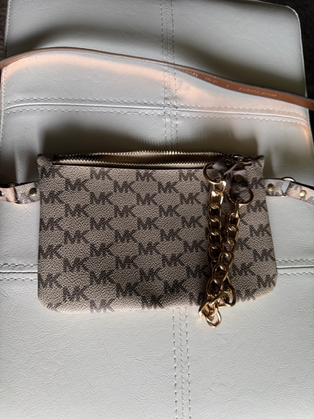 Michael Kors 554131C Pull Chain Belt Bag Khaki Gold Size large